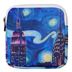 Starry Night In New York Van Gogh Manhattan Chrysler Building And Empire State Building Mini Square Pouch by danenraven