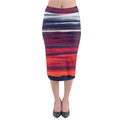 Morning Glow Dawn Sky Clouds Midi Pencil Skirt by Wegoenart