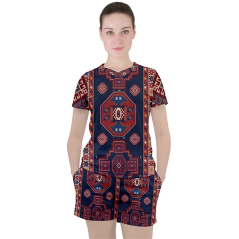 Armenian Old Carpet  Women s Tee And Shorts Set by Gohar