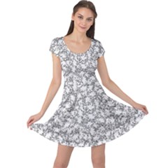 Bacterias Drawing Black And White Pattern Cap Sleeve Dress by dflcprintsclothing