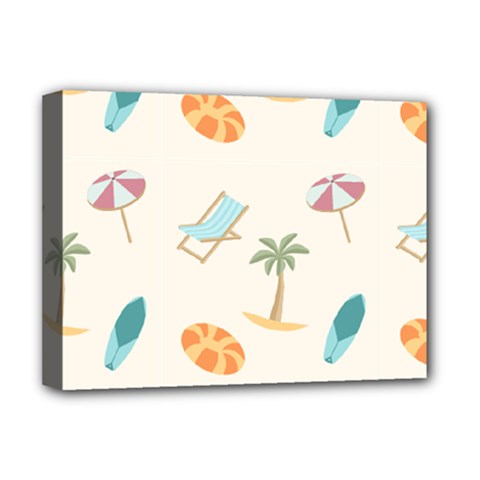 Cool Summer Pattern - Beach Time!   Deluxe Canvas 16  X 12  (stretched)  by ConteMonfrey