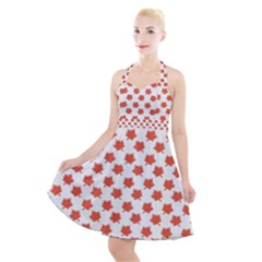 Maple Leaf   Halter Party Swing Dress  by ConteMonfrey