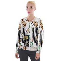 Modern Jungle Velvet Zip Up Jacket by ConteMonfrey