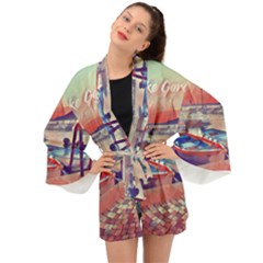 Boats On Lake Garda Long Sleeve Kimono by ConteMonfrey