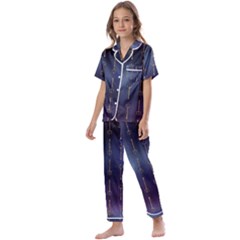 Trident On Blue Ocean  Kids  Satin Short Sleeve Pajamas Set by ConteMonfrey