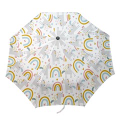 Unicorns, Hearts And Rainbows Folding Umbrellas by ConteMonfrey