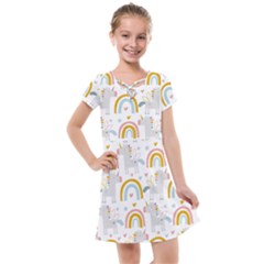 Unicorns, Hearts And Rainbows Kids  Cross Web Dress by ConteMonfrey