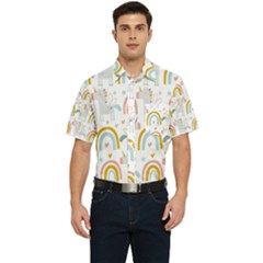 Unicorns, Hearts And Rainbows Men s Short Sleeve Pocket Shirt  by ConteMonfrey