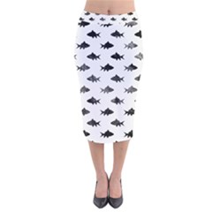 Cute Small Sharks   Velvet Midi Pencil Skirt by ConteMonfrey