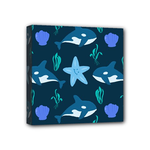 Whale And Starfish  Mini Canvas 4  X 4  (stretched) by ConteMonfrey