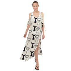 Black And White Mermaid Tail Maxi Chiffon Cover Up Dress by ConteMonfrey