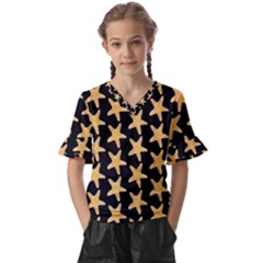 Starfish Minimalist  Kids  V-neck Horn Sleeve Blouse by ConteMonfrey