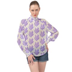 Seaweed Clean High Neck Long Sleeve Chiffon Top by ConteMonfrey