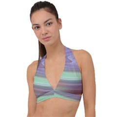 Gradient Blue Green Halter Plunge Bikini Top by ConteMonfrey