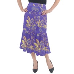 Flowers Petals Bouquet Stem Floral Pattern Midi Mermaid Skirt by Wegoenart