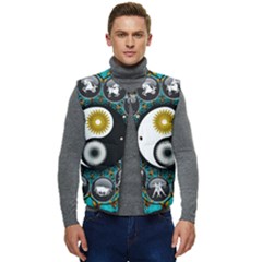 Yin Yang Horoscope Astrology Zodiac Signs Zodiac Men s Short Button Up Puffer Vest	 by Wegoenart