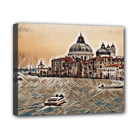 Boat In Venice San Mark`s Basilica - Italian Tour Vintage Canvas 10  X 8  (stretched) by ConteMonfrey