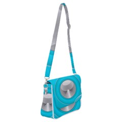 Blue Washing Machine, Electronics Shoulder Bag With Back Zipper