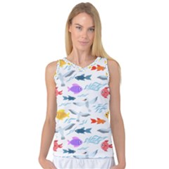 Animal Fish Bird Animals Ocean Pattern Women s Basketball Tank Top