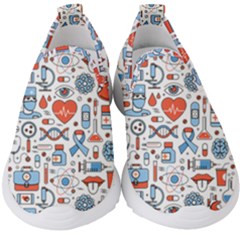 Medical Icons Square Seamless Pattern Kids  Slip On Sneakers