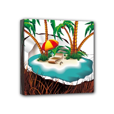Coconut And Holiday Beach Food Mini Canvas 4  X 4  (stretched)