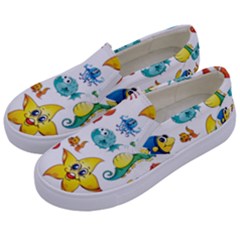 Fish Ocean Water Sea Life Seamless Background Kids  Canvas Slip Ons by Jancukart