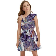 Abstract Cross Currents Kids  One Shoulder Party Dress by kaleidomarblingart