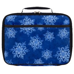 Snowflakes And Star Patterns Blue Snow Full Print Lunch Bag by artworkshop