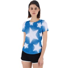 Snowflakes And Star Patterns Blue Stars Back Cut Out Sport Tee by artworkshop