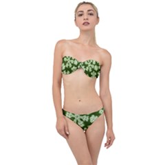 Snowflakes And Star Patterns Green Frost Classic Bandeau Bikini Set by artworkshop