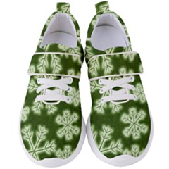 Snowflakes And Star Patterns Green Frost Women s Velcro Strap Shoes by artworkshop