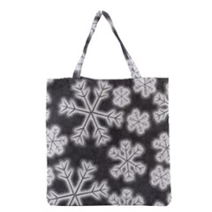 Snowflakes And Star Patterns Grey Frost Grocery Tote Bag by artworkshop