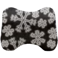 Snowflakes And Star Patterns Grey Frost Head Support Cushion by artworkshop