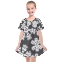 Snowflakes And Star Patterns Grey Frost Kids  Smock Dress by artworkshop