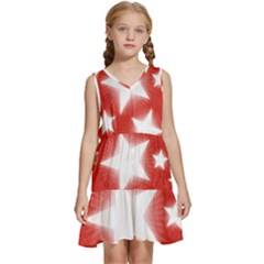 Snowflakes And Star Patterns Red Stars Kids  Sleeveless Tiered Mini Dress by artworkshop