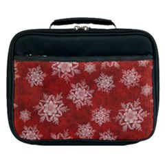 Snowflakes And Star Patternsred Snow Lunch Bag by artworkshop