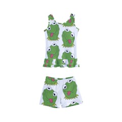 Kermit The Frog Pattern Kids  Boyleg Swimsuit