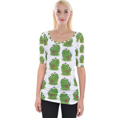 Kermit The Frog Pattern Wide Neckline Tee