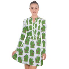 Kermit The Frog Pattern Long Sleeve Panel Dress by Valentinaart