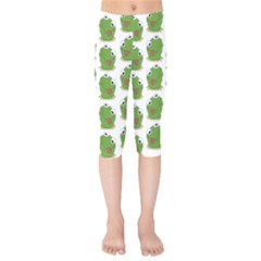 Kermit The Frog Pattern Kids  Capri Leggings 