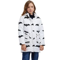 Bat Pattern Kid s Hooded Longline Puffer Jacket by Valentinaart