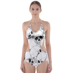 Skull Pattern Cut-out One Piece Swimsuit by Valentinaart
