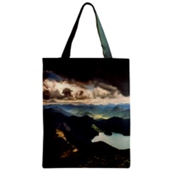 Mountains Sky Clouds Sunset Peak Overlook River Zipper Classic Tote Bag by danenraven