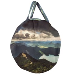 Mountains Sky Clouds Sunset Peak Overlook River Giant Round Zipper Tote by danenraven