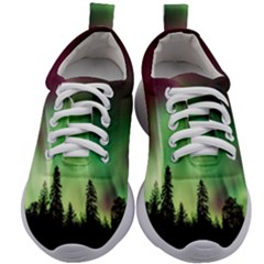 Aurora Borealis Northern Lights Forest Trees Woods Kids Athletic Shoes by danenraven