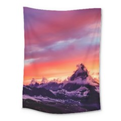 Matterhorn Mountains Sunset Dusk Snow Winter Medium Tapestry by danenraven