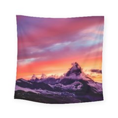 Matterhorn Mountains Sunset Dusk Snow Winter Square Tapestry (small) by danenraven