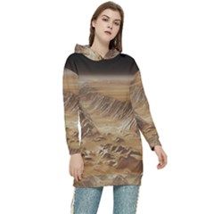 Mars Crater Planet Canyon Cliff Nasa Astronomy Women s Long Oversized Pullover Hoodie