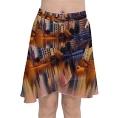 Vancouver Canada Sea Ocean Reflections Skyline Chiffon Wrap Front Skirt by danenraven