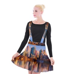 Vancouver Canada Sea Ocean Reflections Skyline Suspender Skater Skirt by danenraven